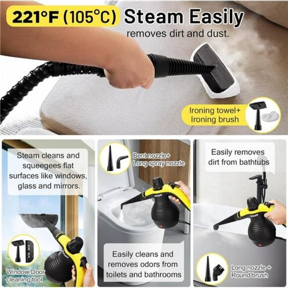 Handheld Steam Cleaner Multipurpose Steamer for Home Kitchen Car Upholstery - Picture 6 of 7